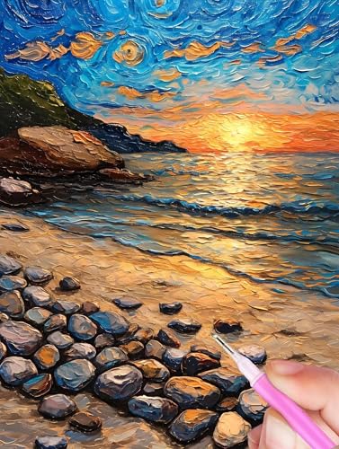 Strand Diamond Painting Erwachsene, 5D Diamant Painting Bilder Stein Diamond Painting Kinder, DIY Mosaikherstellung Malen Nach Zahlen Full Drill Stickerei Malerei Kits, Home Wand Décor 40x50cm Y-896 von Gooxehuu