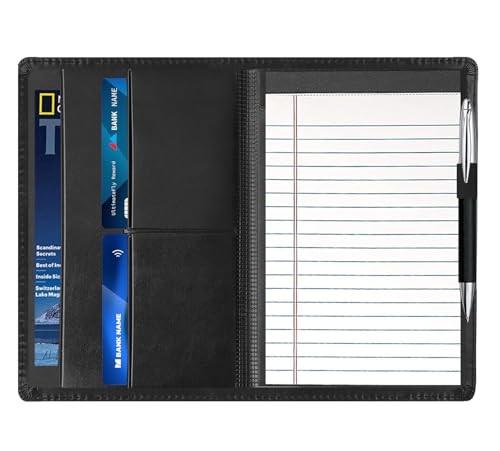 Gorbado Padfolio Binder A5 Dokument Organizer mit nachfüllbarem liniertem Notizblock, Junior Size Ordner Portfolio für Männer und Frauen, Schwarz von Gorbado