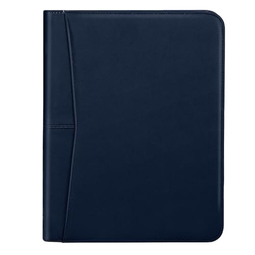 Gorbado Padfolio Portfolio Ledermappe A4 Multifunktionskombination Konferenzmappe Portfolio mit 20,3 x 27,9 cm nachfüllbarem, liniertem Notizblock, Marineblau von Gorbado