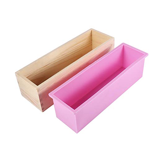 Gorgeri Liner Seifen Form mit Kasten, Rechteck Silikon Liner Seifenform Holzkiste DIY Machen Werkzeug Backen Kuchen Brot Toastform Macht backen Form von Gorgeri