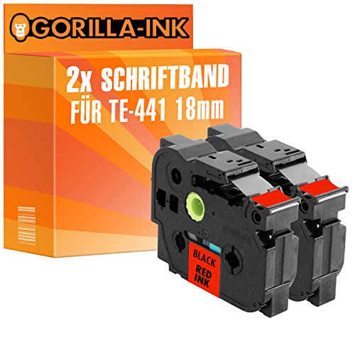 Gorilla-Ink 2x Schriftbandkassette kompatibel mit Brother P-Touch TZ-441 TZe-441 Schwarz-Rot von Gorilla-Ink, kein Brother Original