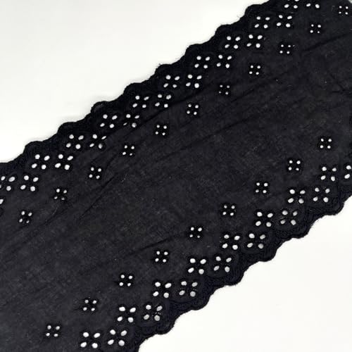GorinsKani Spitzenband aus Baumwolle, 4 m, 14 cm, weißer Spitzenstoff, Stickerei, vier Ösen, Spitzenband, exquisite breite Stickerei, Spitze zum Nähen, Kleidung, Heimdekoration, DIY Handwerk (schwarz) GorinsKani Spitzenband aus Baumwolle, 4 m, 14 cm, weißer Spitzenstoff, Stickerei, vier Ösen, Spitzenband, exquisite breite Stickerei, Spitze zum Nähen, Kleidung, Heimdekoration, DIY Handwerk (schwarz) von GorinsKani