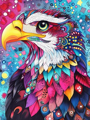 Gorshine Diamond Painting Adler, DIY Diamond Painting Zubehör Tier, Runde Vollbohr Crystal Strass Stickerei Pictures Kunsthandwerk für Home Dekoration Wanddekoration 30x40cm-50 von Gorshine