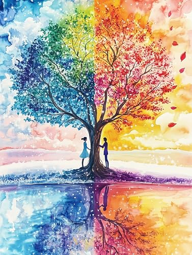 Gorshine Diamond Painting Baum, DIY Diamond Painting Zubehör Landschaft, Runde Vollbohr Crystal Strass Stickerei Pictures Kunsthandwerk für Home Dekoration Wanddekoration 30x40cm-30 von Gorshine