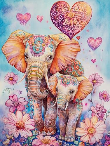 Gorshine Diamond Painting Elefant, DIY Diamond Painting Zubehör Tier, Runde Vollbohr Crystal Strass Stickerei Pictures Kunsthandwerk für Home Dekoration Wanddekoration 30x40cm-28 von Gorshine