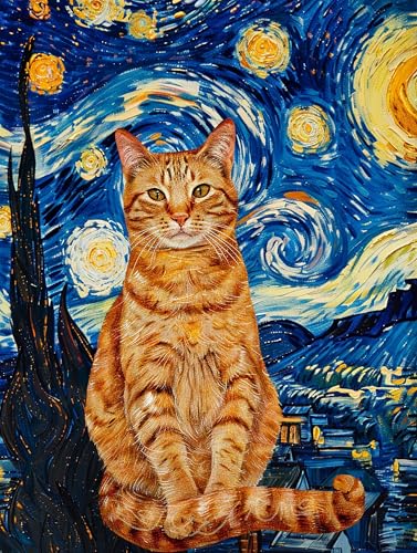 Gorshine Diamond Painting Katze, DIY Diamond Painting Zubehör Tier, Runde Vollbohr Crystal Strass Stickerei Pictures Kunsthandwerk für Home Dekoration Wanddekoration 30x40cm-26 von Gorshine