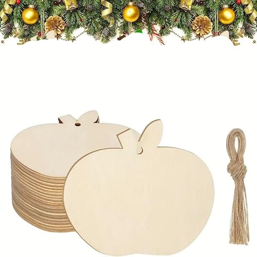 Apfelausschnitte, unlackiertes Holz, Apfelhandwerk, Holzapfel zum Aufhängen, Ornamente, DIY, Apfelhandwerk, Geschenkanhänger für Zuhause, Party, Dekoration, Bastelprojekt, 20 Stück von Gorwagely