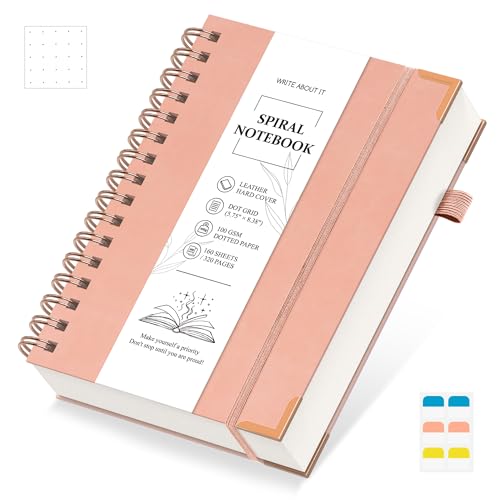 Notizbuch A5 Gepunktetes - Bullet Dot Journal 320 Seiten, Spiralgebundene Notizbücher für Schreiben, Notizblock 100gsm College Papier, Hardcover Tagebuch für Frauen Männer Arbeit Büro Schule, Rosa von Gosirm