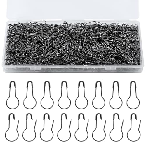 1000st Bulb Safety Pins, 22mm Sicherheitsnadeln für Kleidung mit Aufbewahrungsbox Kleine Kürbisform Calabash Pin zum Selbermachen von Kleidung Basteln von Wohnaccessoires (Schwarz) von Gosknor