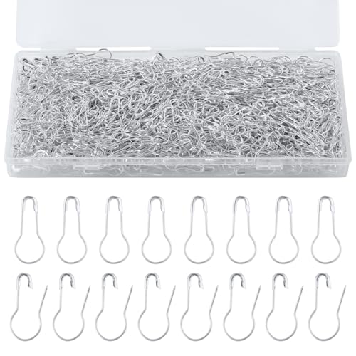 1000st Bulb Safety Pins, 22mm Sicherheitsnadeln für Kleidung mit Aufbewahrungsbox Kleine Kürbisform Calabash Pin zum Selbermachen von Kleidung Basteln von Wohnaccessoires (Silber) von Gosknor