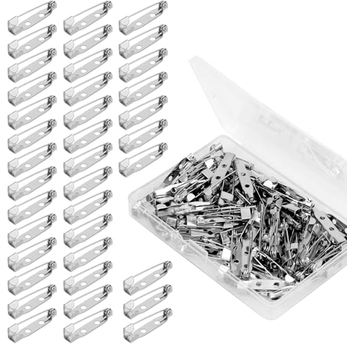 100st Broschennadeln, 25mm Stabnadeln Metall Sicherheitsnadeln mit Flacher Rückseite zum Basteln Herstellen von DIY-Schmuck Anstecker Namensschild Krawattennadeln Zitierstäbe Anstecknadeln von Gosknor