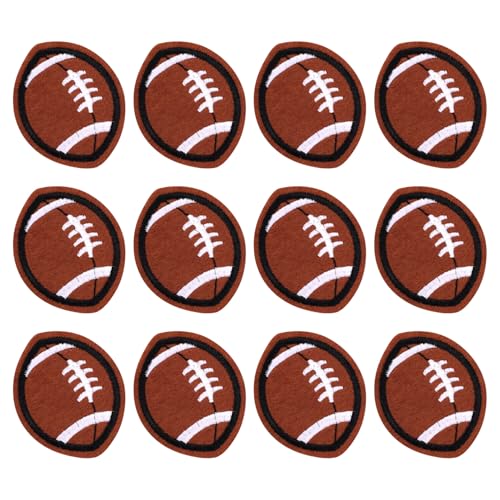 12 Stück Fußball-Aufbügler, Chenille mit Goldenem Rand Rugby-Aufbügler American-Football-Aufnäher Sport-Aufnäher Bestickter Aufbügler Nähflicken für Heimwerker-Zubehör Reparatur von Hüten Jeans von Gosknor