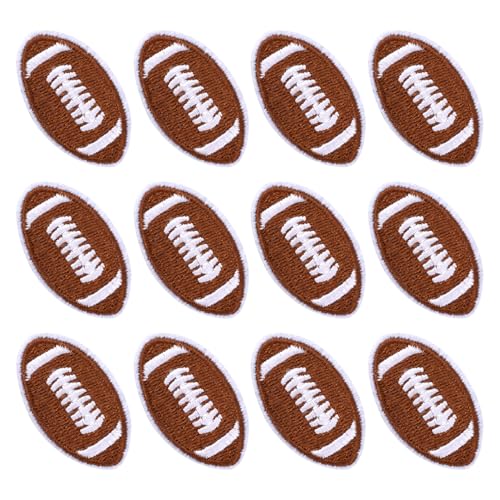 12 Stück Fußball Patches, Golden Edge Rugby-Aufbügler American Football-Patches Bestickte Sport-Aufnäher zum Aufnähen für Heimwerker-Zubehör Reparatur von Hüten Jeans von Gosknor