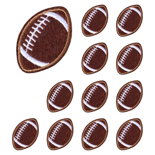 12 Stück Fußball Patches, Golden Edge Rugby-Aufbügler American Football-Patches Bestickte Sport-Aufnäher zum Aufnähen für Kleidung, Mützen, Rucksäcke von Gosknor