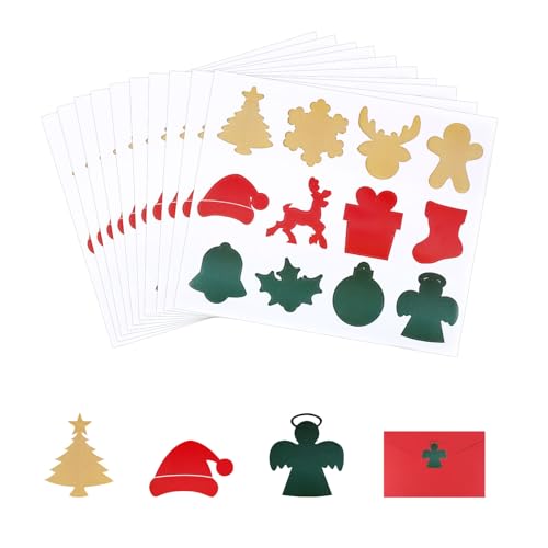 120stk/10 Blatt Weihnachtsaufkleber für Umschläge, Elch Weihnachtsbaumaufkleber Schneeflocke Weihnachtsetiketten für Grußkarten Geschenkverpackungen Weihnachtsanhänger (12 Stile) von Gosknor