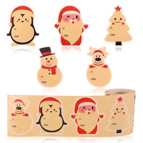 200stk Weihnachtsanhänger für Geschenke, Aufkleber aus Natürlichem Kraftpapier Weihnachtsetiketten zum Verpacken von Geschenken Verpackungsetiketten zum Verpacken von Weihnachtsgeschenken von Gosknor