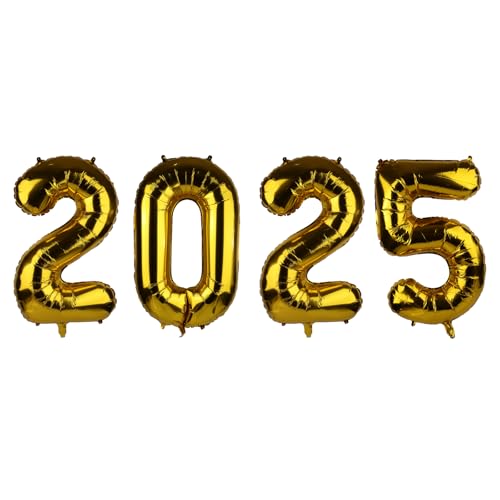 2025 Ballons, Aluminiumfolie Zahlenballons 101,6cm Aufblasbare Zahl Ballon zahlen für Silvester Deko 2025 Luftballon Neujahrsdekoration Abschlussfeier Geburtstag Jubiläum (Gold) von Gosknor