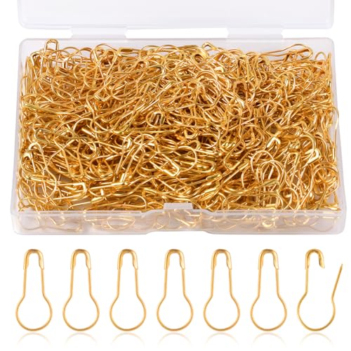 500st Bulb Safety Pins, 22mm Metall Sicherheitsnadeln für Kleidung Kürbisform Kürbis Nadeln Safety Pins mit Aufbewahrungsbox für Kleidung Basteln Heimzubehör (Gold) von Gosknor