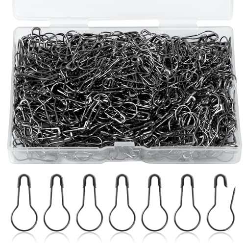 500st Bulb Safety Pins, 22mm Metall Sicherheitsnadeln für Kleidung Kürbisform Kürbis Nadeln Safety Pins mit Aufbewahrungsbox für Kleidung Basteln Heimzubehör (Schwarz) von Gosknor