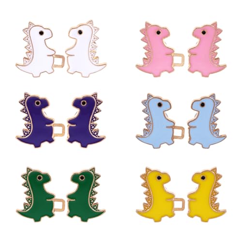 6 Sets Hosenbundspanner, 6 Farben Dinosaurier-Knopfnadel kein Nähen Bundversteller für Weite Hosen Wiederverwendbar Sicherheitsnadeln für Bundspanner für Kleidung Deko-Accessoires von Gosknor