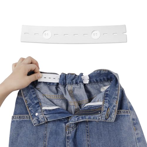 6stk Elastischer Taillenversteller, Taillenversteller für Kinder Jeans-Knopfspanner Taillenversteller für Hosen Elastisches Taillenband für Männer und Frauen (Weiß) von Gosknor