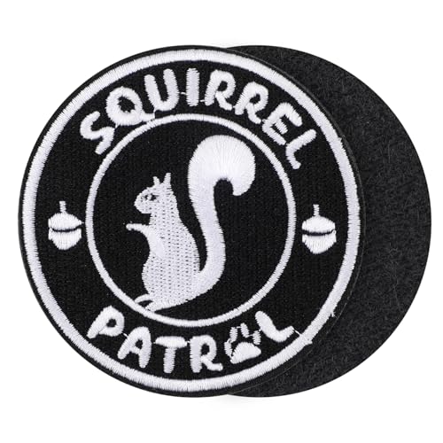 Squirrel Patrol-Patch, 7,6 cm Magischer Kleber bestickter Eichhörnchen-Patch Lustiger Bestickter Tier-Patch Applikation zum Aufbügeln Eichhörnchen-Aufnäher für Rucksäcke Hüte Hundewesten von Gosknor