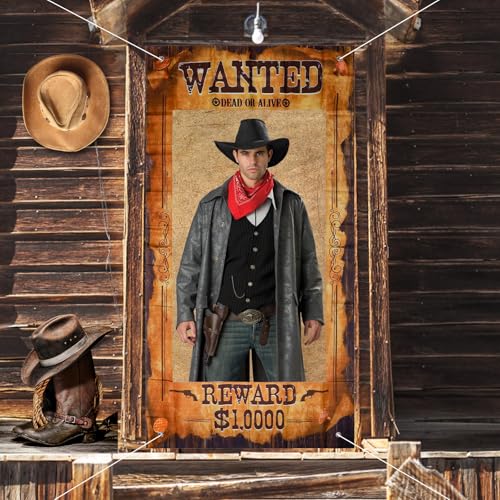 West Wanted Fotoautomat, Groß Steckbrief-Foto-Requisite Lustiger Wanted Photo Booth-Selfie-Rahmen Western-Cowboy-Party-Dekoration für rustikales Wild-Western-Partyzubehör von Gosknor