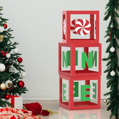 3 Stück Weihnachtsdekorationen Luftballons Boxen Outdoor Indoor Transparent Box Candy Christmas Box Weihnachten Winter Baum Kamin Zuhause Winter Hof Rasen Dekor von Gosodeny