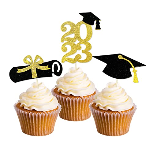 2023 Graduation Cupcake Topper, 24 Pack Congrats Grad Cake Topper mit Diploma, 2021, Grad Cap für Abschlussfeier Party Dekorationen von GotGala von GotGala