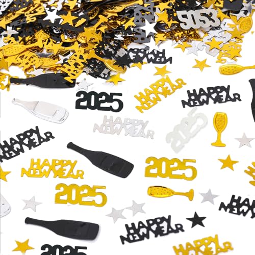 2023 Neujahrskonfetti Happy New Year Party Dekoration Weinflasche Pailletten Stern Folie Tischstreuer für Silvester von GotGala, 45,4 ml von GotGala