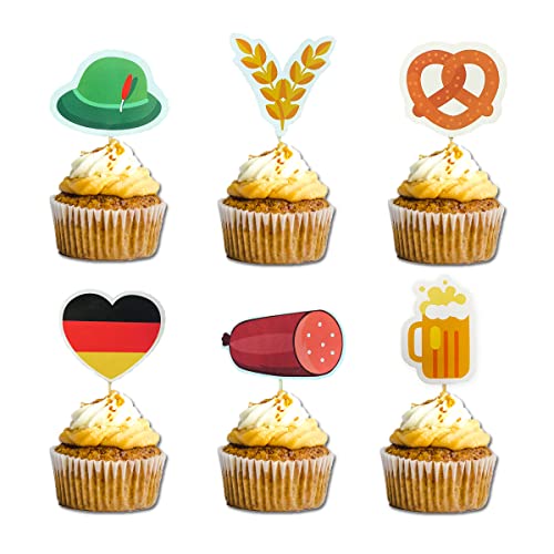 24 Stück Oktoberfest Cupcake Topper Deutsches Bier Festival Cupcake Picks für Oktoberfest Festival Bier Thema Geburtstag Party Dekorationen von GotGala