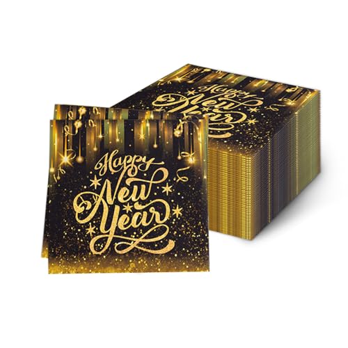 Frohes Neujahrsbahn Serviette Neujahr Party Dekorationen Prost auf 2025 Silvester Papier -Servietten New Years Dinner Handtücher für Winter Home Party Dekor Essgeschirr Vorräte Vorräte von GotGala