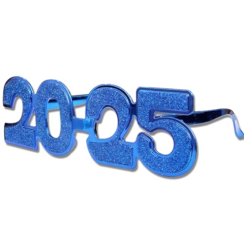 GotGala 2024 Neu jahrs party brille 2024 Blue Glitter Frohes Neues Jahr Brille für Silvester Party Feierparty Vorräte (Blue) von GotGala