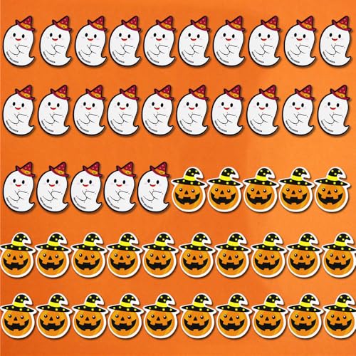 GotGala 50 Stück Halloween Lutscher Karten Kürbis Geist Lutscher Verpackung Halloween Lutscher Zucker Süßigkeiten Halter für Halloween Party Supplies von GotGala