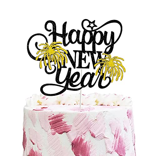 Happy New Year Cake Toppers Glitter 2025 Silvester Hallo 2025 Prost zu 2025 Frohes Neujahrsdekorationen für Neujahr Winter Festtage Weihnachtsfeier Dekorationen (Gold) von GotGala