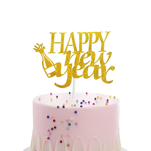 Happy New Year Cake Toppers Gold Glitter 2025 Silvester Hallo 2025 Prost zu 2025 Frohes Neujahrsdekorationen für Neujahr Winter Feste Weihnachtsfeierdekorationen von GotGala