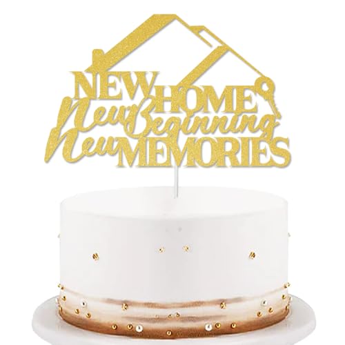 Home Sweet Home-Kuchenaufsatz mit Goldglitzer „New Home New Memories“ – Kuchenaufsatz „Welcome Home“ – Kuchendekoration für Einweihungsfeiern, Familienfeiern und Neues Zuhause von GotGala