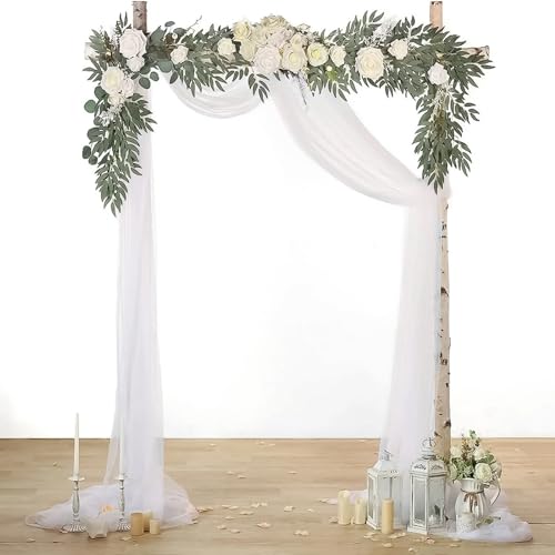 GothicBride Querbehang Tüll Weiß, 130 x 600 cm Hochzeit Vorhang Deko 650g Fensterdekoration Hochzeitsbogen Schlafzimmer Himmelbett, Freihanddeko für Fotografie Party Hochzeit Taufe Babyparty von GothicBride