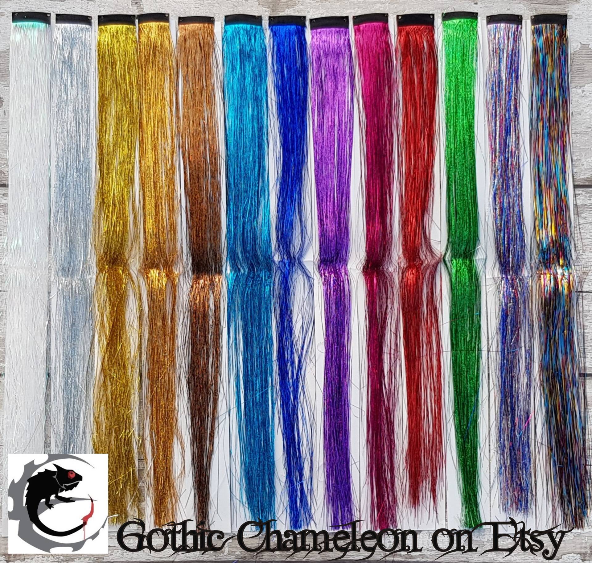 Clip in 18 Zoll Tinsel Haarverlängerung 13 Farben Versandbereit von GothicChameleon