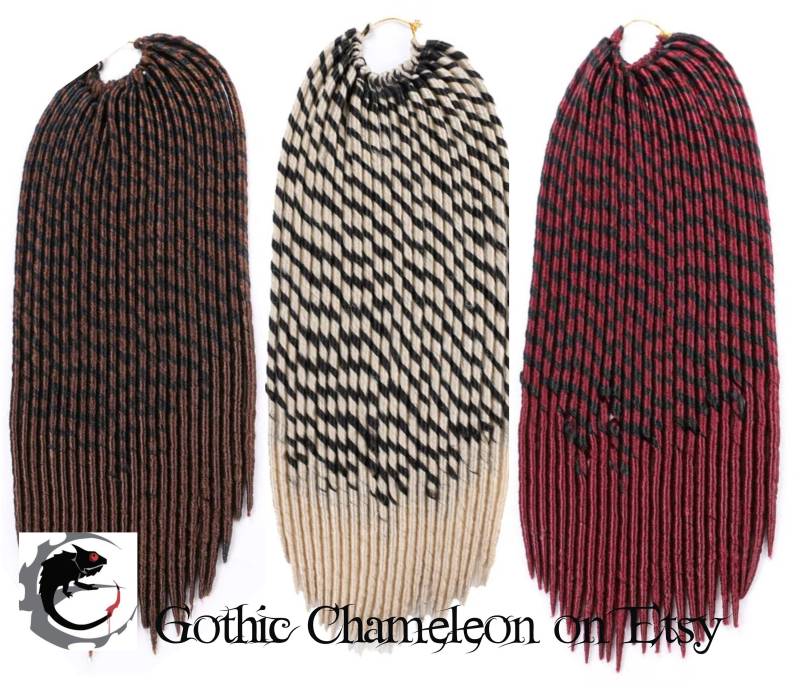 Se Single Ended Candy Cane Dreads 18 Inch Lang Made To Order von GothicChameleon