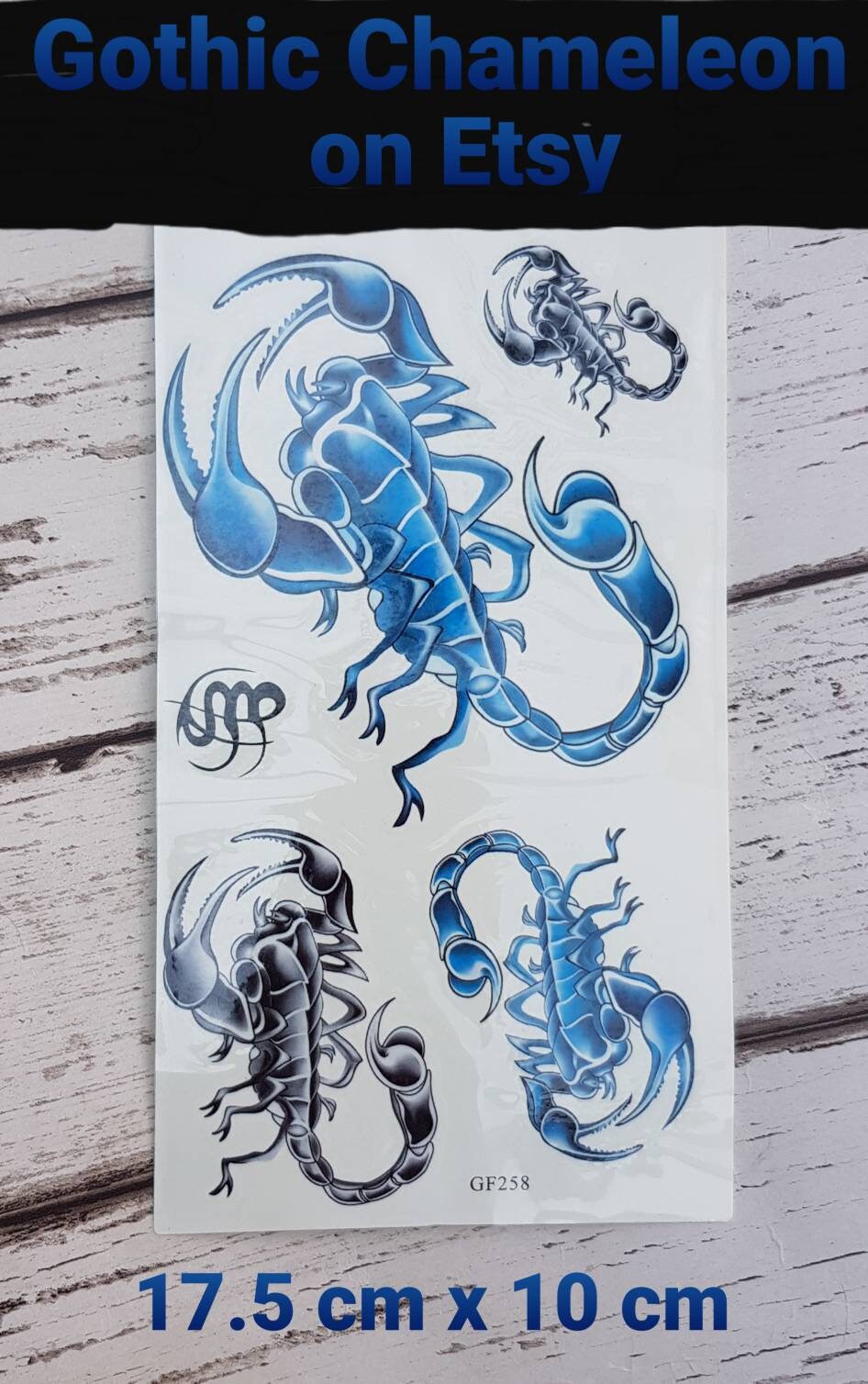 Temporäre Tattoo-Bögen Black & Blue Skorpione von GothicChameleon