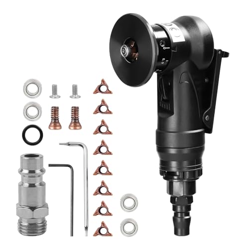 Pneumatische Anfasmaschine 2-in-1 Mini Luftfasenwerkzeug Pneumatisches Anfaswerkzeug Handheld 30000RPM 45° Bogenecke Mini Druckluft Fasenmaschine für Trimmen und Entgraten(R Winkelklingen) von Gotrain