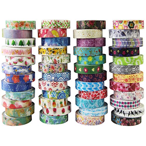 Dekorative klebeband Washi Tape Set 48 Rollen Masking Tape Selbstklebend Dekoband Bunte Designs für DIY Craft Scrapbooking Geschenkpapier von Gouert