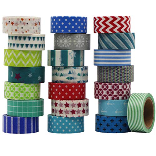 Gouert Washi Tape Set, 22 Rollen Klebeband Verschiedene Designs Dekoband Masking Tape für DIY Deko Scrapbooking, 15mm X 5M/Rolle von Gouert