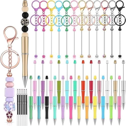 Goufride 36 Perlenstift-Perlen-Schlüsselanhängerstreifen, 12 Perlen-Schlüsselanhängerstreifen, 24 Leere Perlenstifte, Bastelstift-Herstellungsset, Geschenk, Langlebig von Goufride