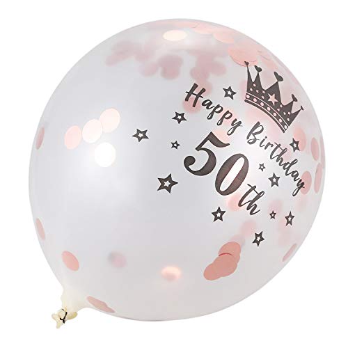 Goufride 5 Stücke 12 Konfetti Ballons Latex Rosa Geburtstag Ballons 50 Jahre Alt Jubiläum von Goufride