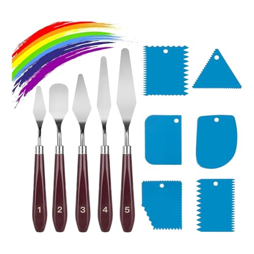 Goufride Palettenmesser-Set, Ölgemälde-Zubehör für Ölgemälde, Acrylgemälde, Leinwandmalerei, Farbmischen, Auftragen Dicker Farbe, Einfach zu Verwenden A von Goufride