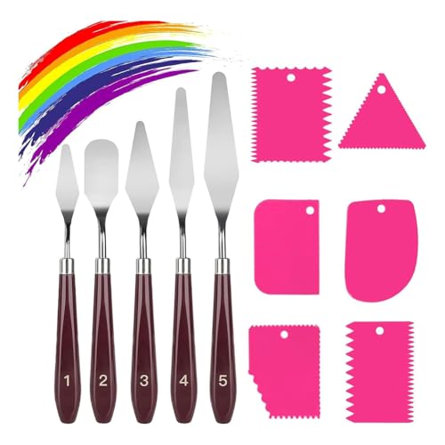 Goufride Palettenmesser-Set, Ölgemälde-Zubehör für Ölgemälde, Acrylmalerei, Leinwandmalerei, Farbmischen, Auftragen Dicker Farbe, Langlebig, Einfach zu Verwenden B von Goufride