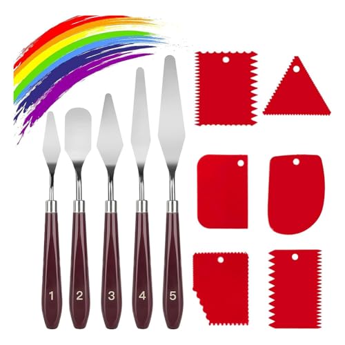 Goufride Palettenmesser-Set, Ölgemälde-Zubehör für Ölgemälde, Acrylmalerei, Leinwandmalerei, Farbmischung, Auftragen Dicker Farbe, Langlebig, Einfach zu Installieren C von Goufride