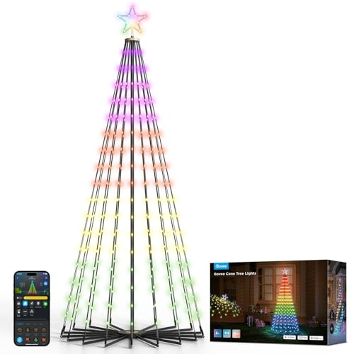 Govee Christmas Cone Tree Lights, 316 LEDs RGBIC Weihnachtsbaum Beleuchtung mit App-Steuerung, IP65 Wasserfest Tannenbaum Lichterkette für den Außenbereich, 66+ Szenenmodi, Kompatibel mit Alexa von Govee